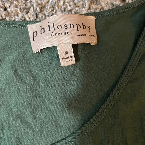 PHILOSOPHY OLIVE GREEN DRESS BODYCON SLEEVELESS SCOOP NECK SIZE MEDIUM - Picture 4 of 7